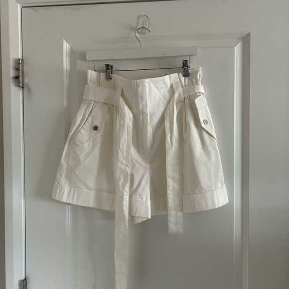 Reiss Pants - Reiss Ivory High-Waist Tie-Belt Shorts